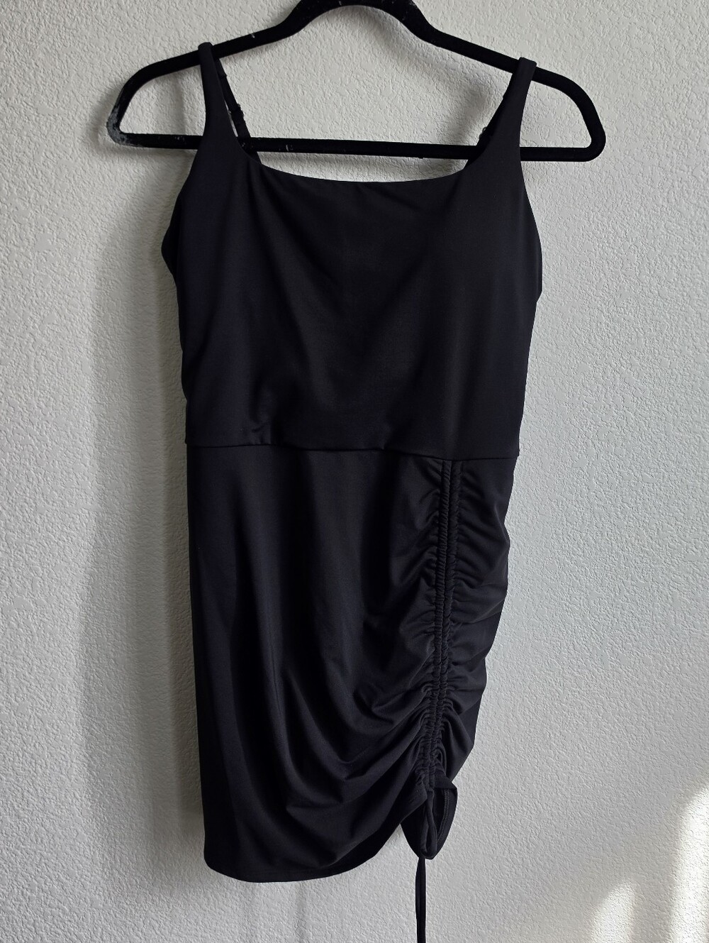 Calia Black Ruched Side Swim Dress